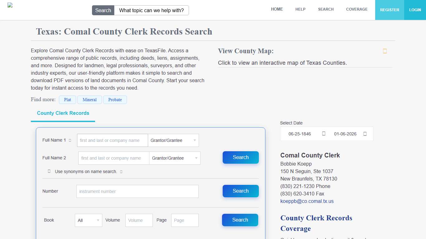 Comal County Clerk Records Search | TexasFile